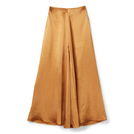 Nanushka Zaniah Crinkled Satin Wide-Leg Pants (Apricot)