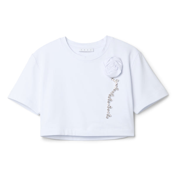 AREA Crystal Rosette Cropped T-Shirt (White) – CNCPTS