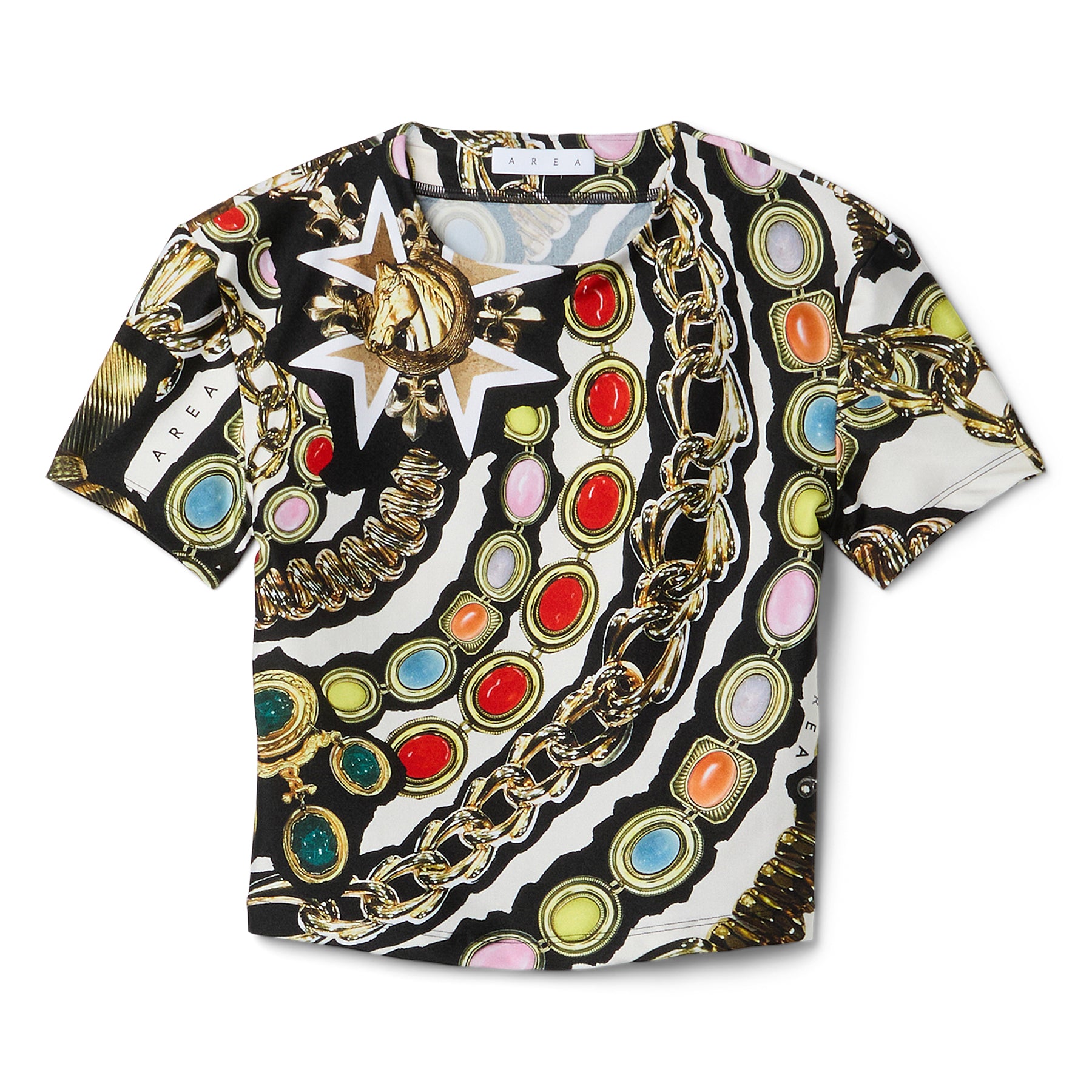 AREA Gemstone Chain Printed Cropped T-Shirt (Multi)