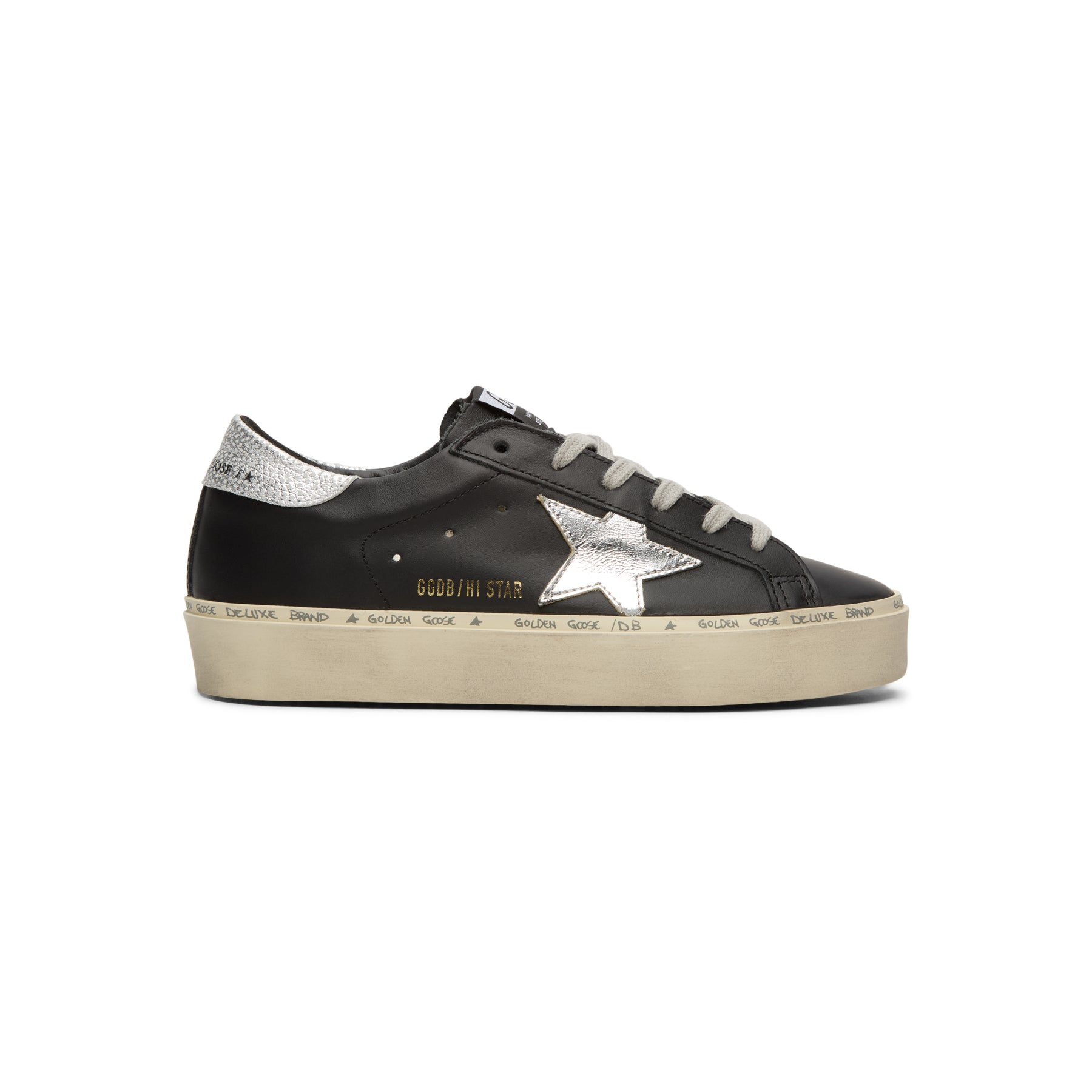 Golden Goose Hi Star Leather Upper Laminated Star (Black/Silver