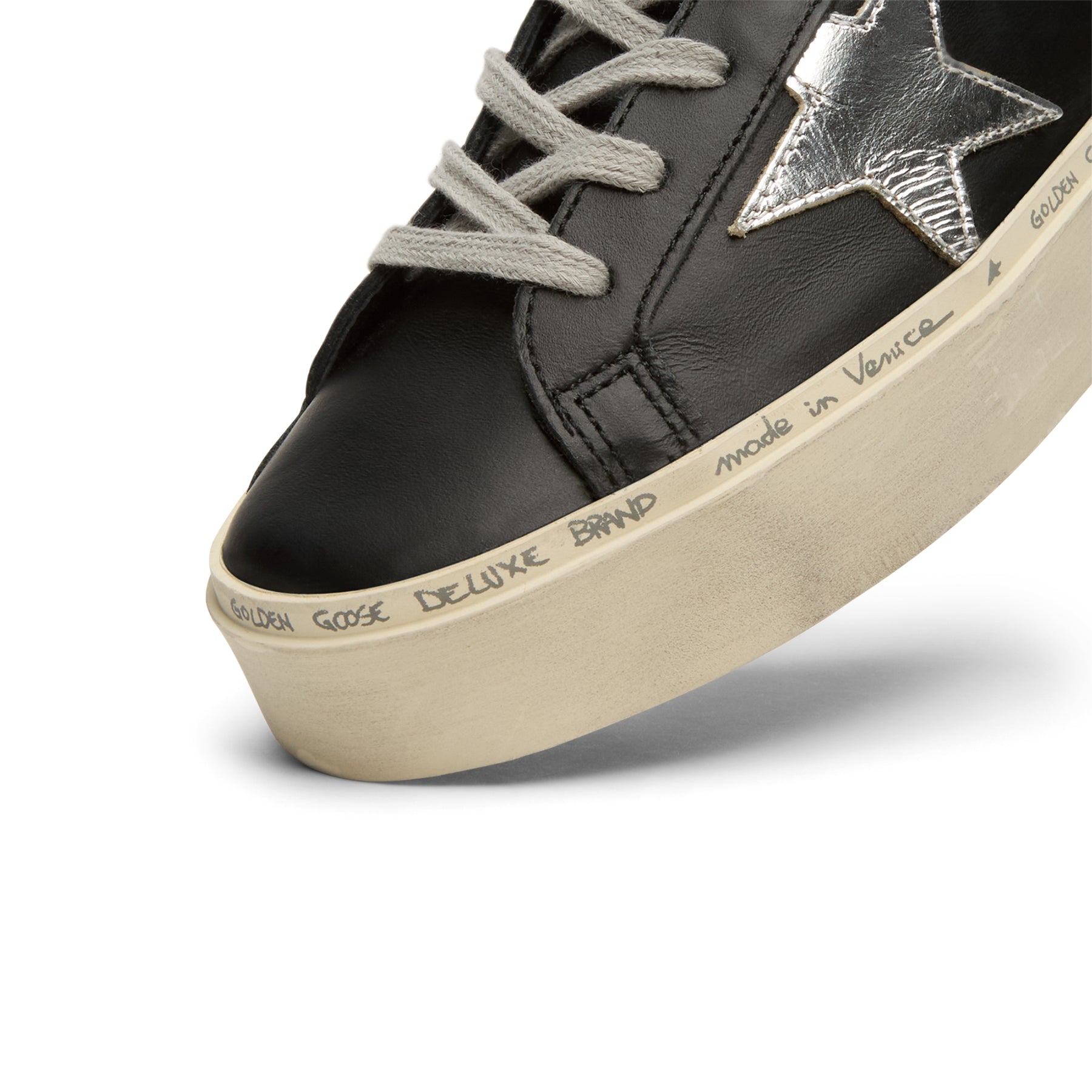 Golden Goose Hi Star Leather Upper Laminated Star (Black/Silver