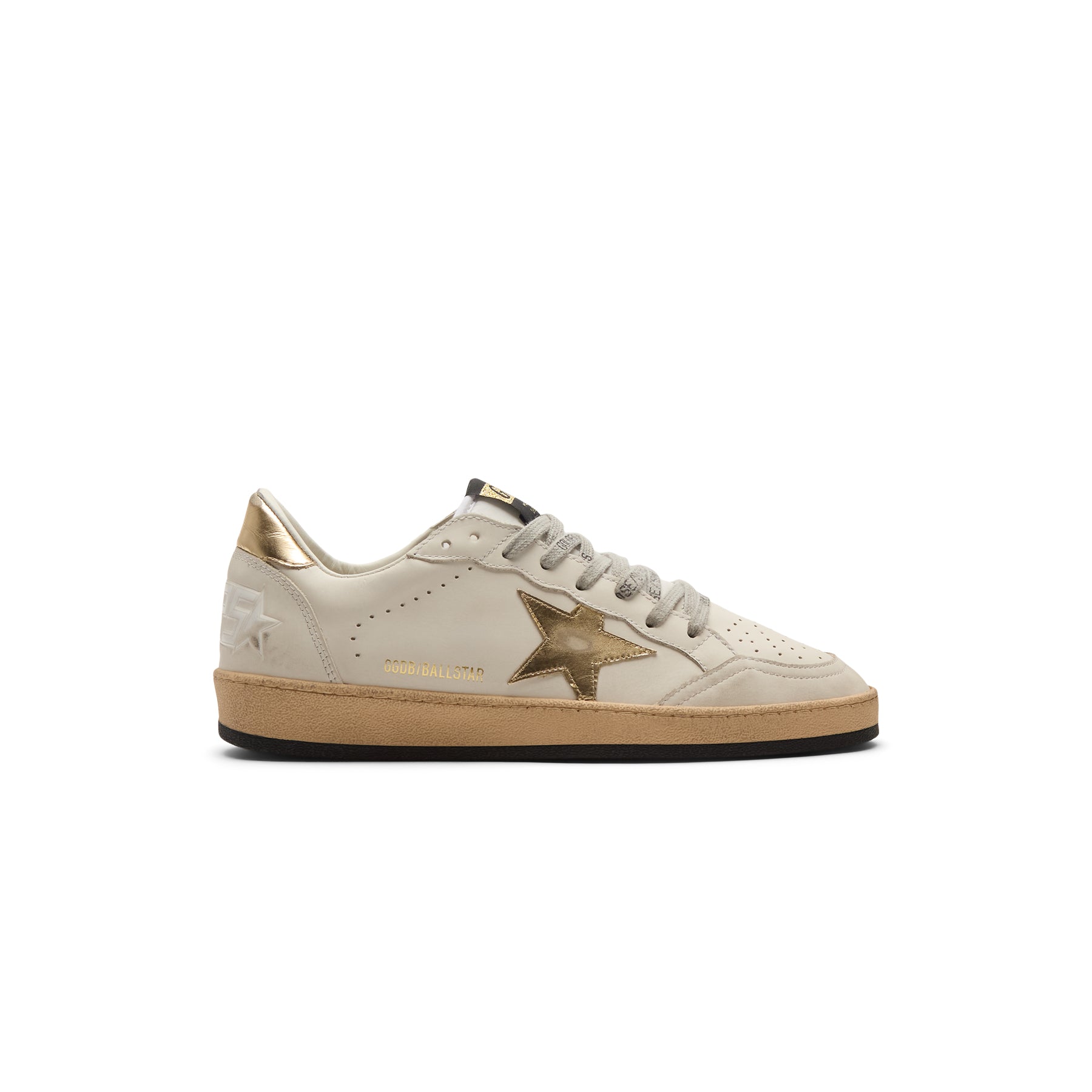 Golden Goose Ballstar Leather Upper Laminated Star And Heel (Milk/Gold)