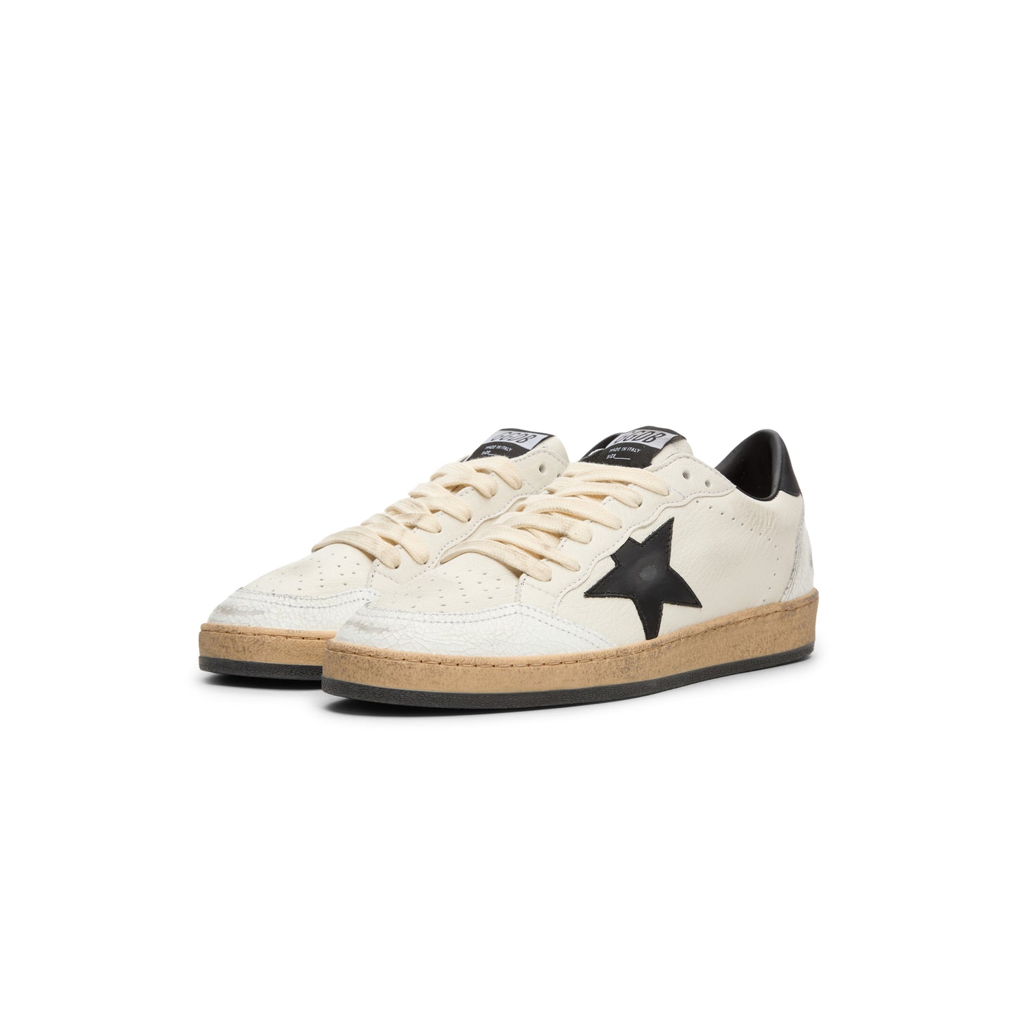 Golden Goose Ballstar Nappa Upper Leather Star And Heel Crack Toe And Spur (White/Black)