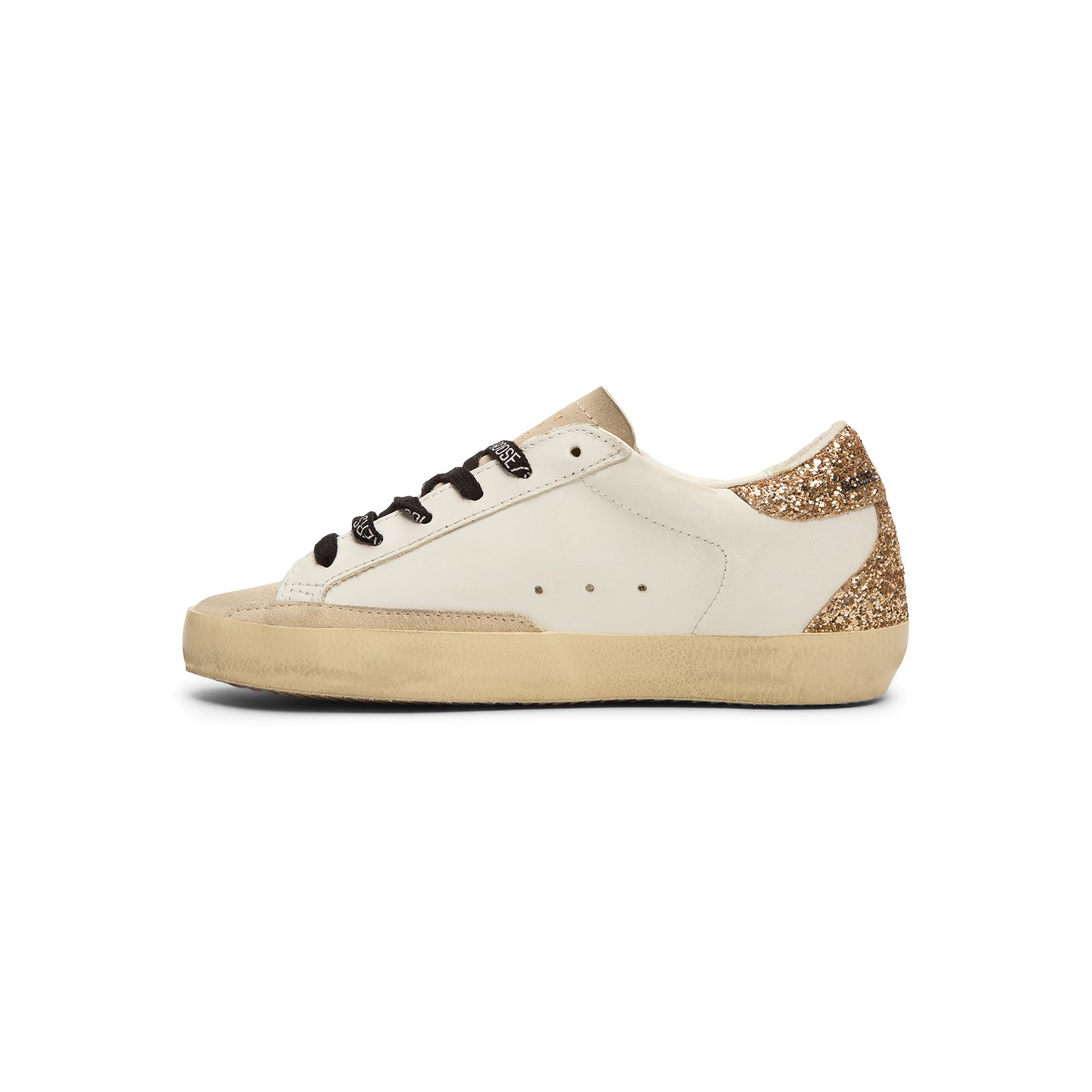 Golden Goose Super-Star Leather Upper Glitter Star Heel (Optic
