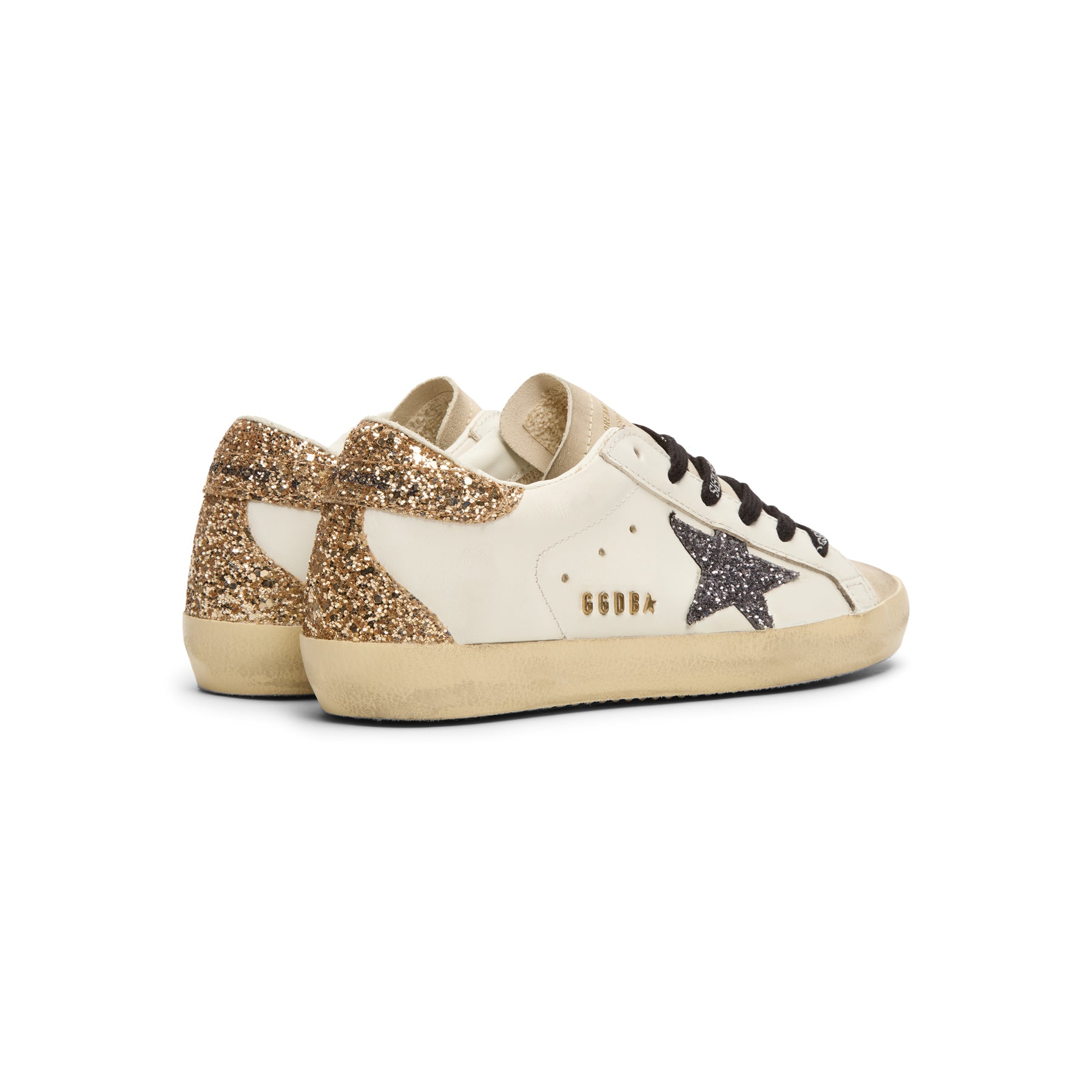 Golden Goose Super-Star Leather Upper Glitter Star Heel (Optic