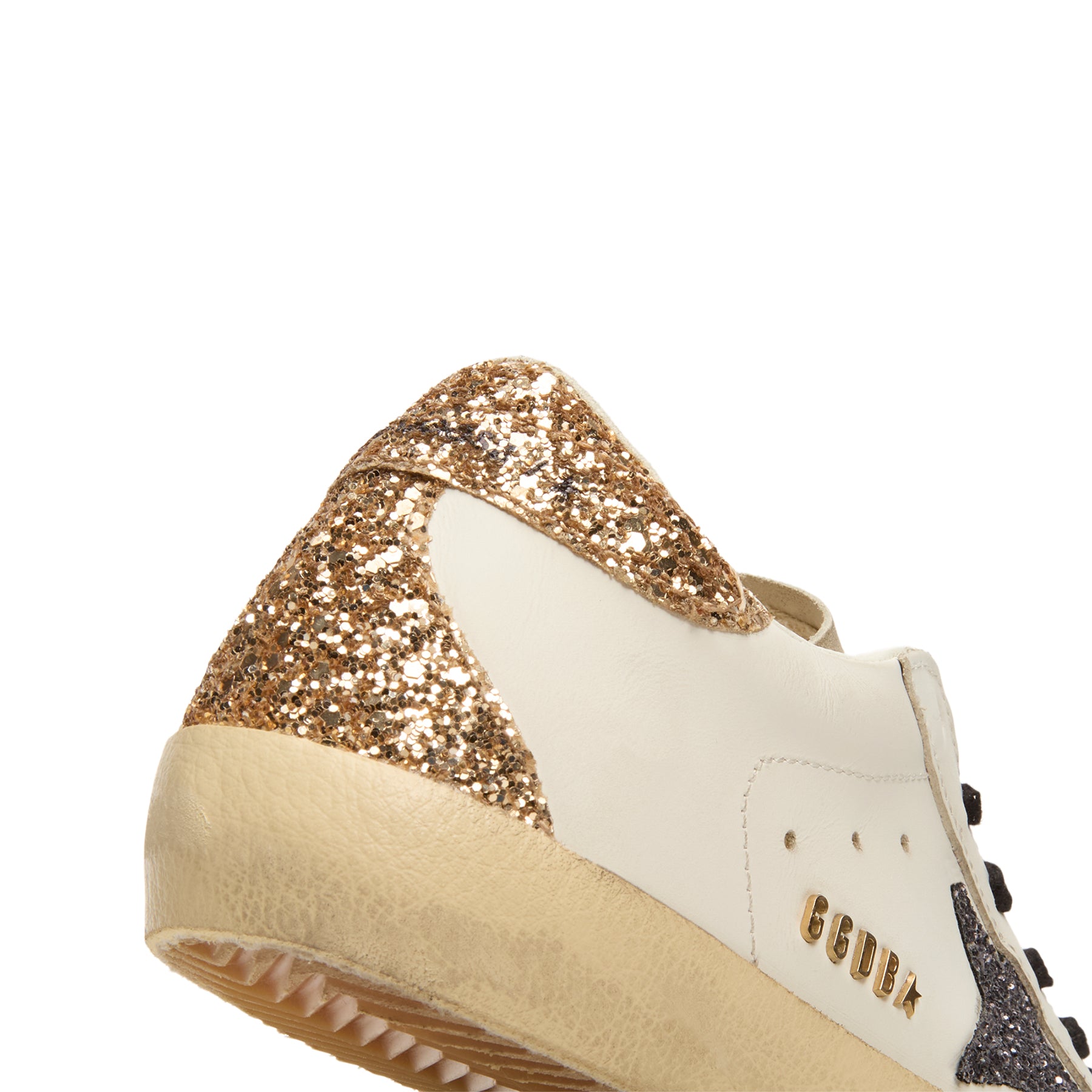 Golden Goose Super-Star Leather Upper Glitter Star Heel (Optic