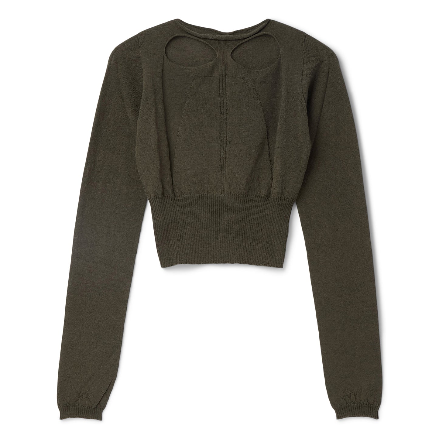 Rick Owens Slashed Long Sleeve Cropped Knit (Bosco)