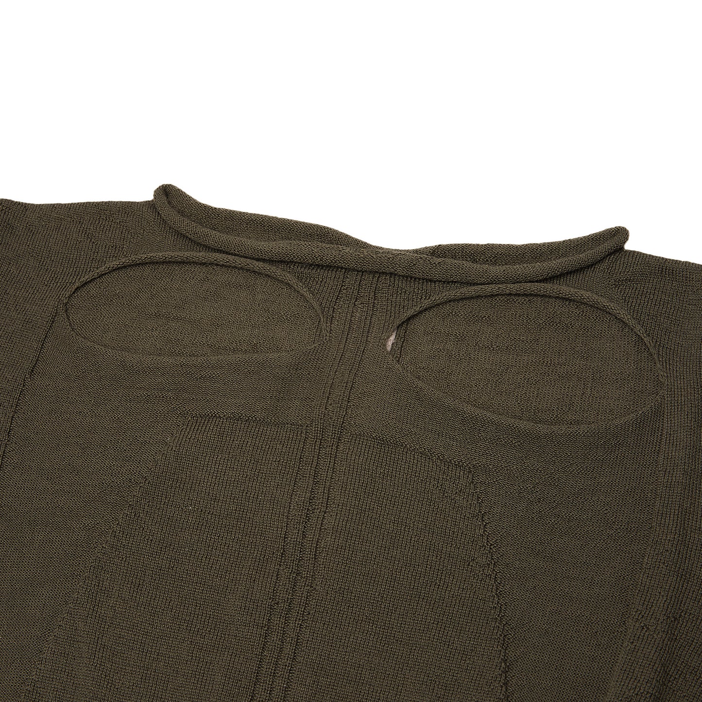 Rick Owens Slashed Long Sleeve Cropped Knit (Bosco)