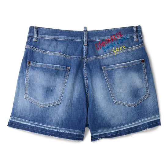 Dsquared2 Summer Lovers Stretch Denim Baggy Short (Navy Blue)