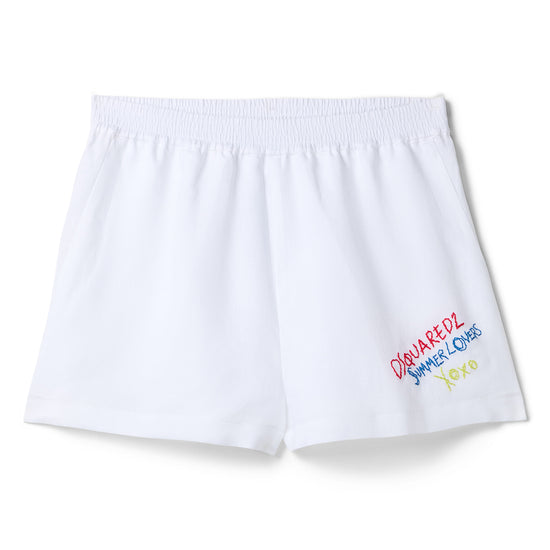 Dsquared2 Summer Lovers Linen Baggy Short (White)