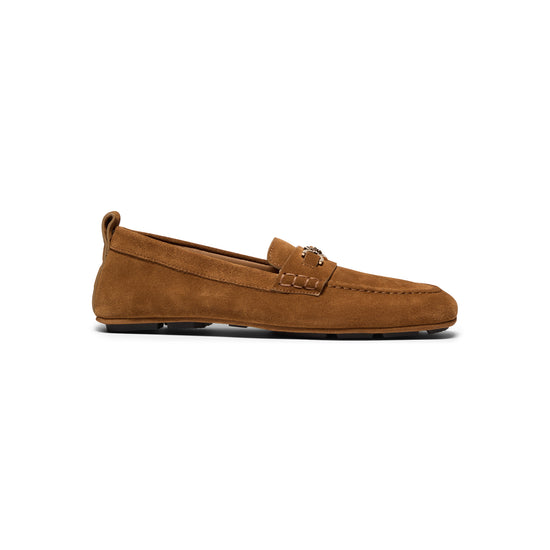 Versace Villa Suede Drivers (Tan/Versace Gold)