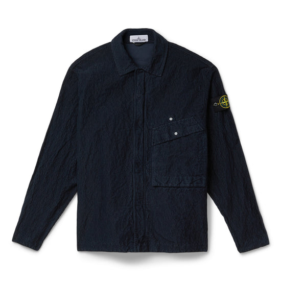 Stone Island Wrinkled Corduroy Overshirt (Navy Blue)