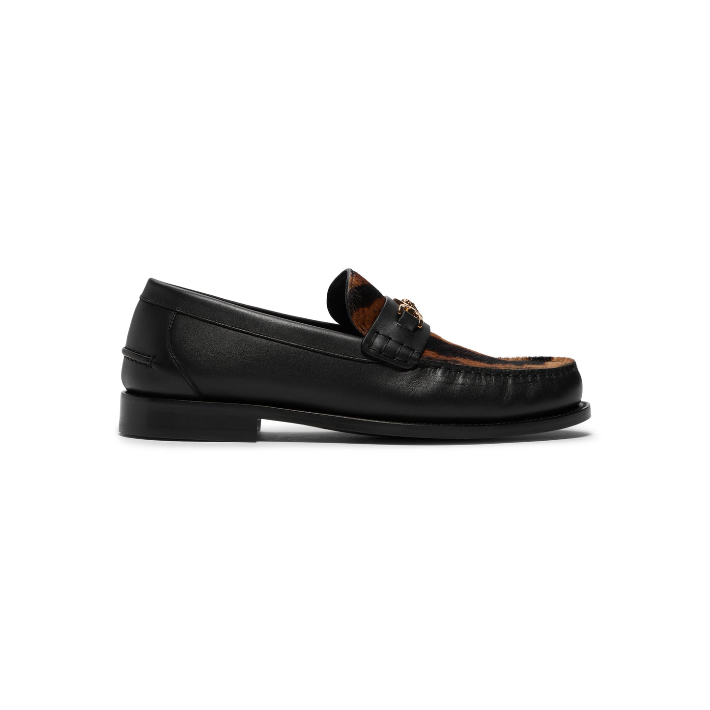 Versace Medusa '95 Leopard Print Loafers (Black/Brown/Versace Gold)