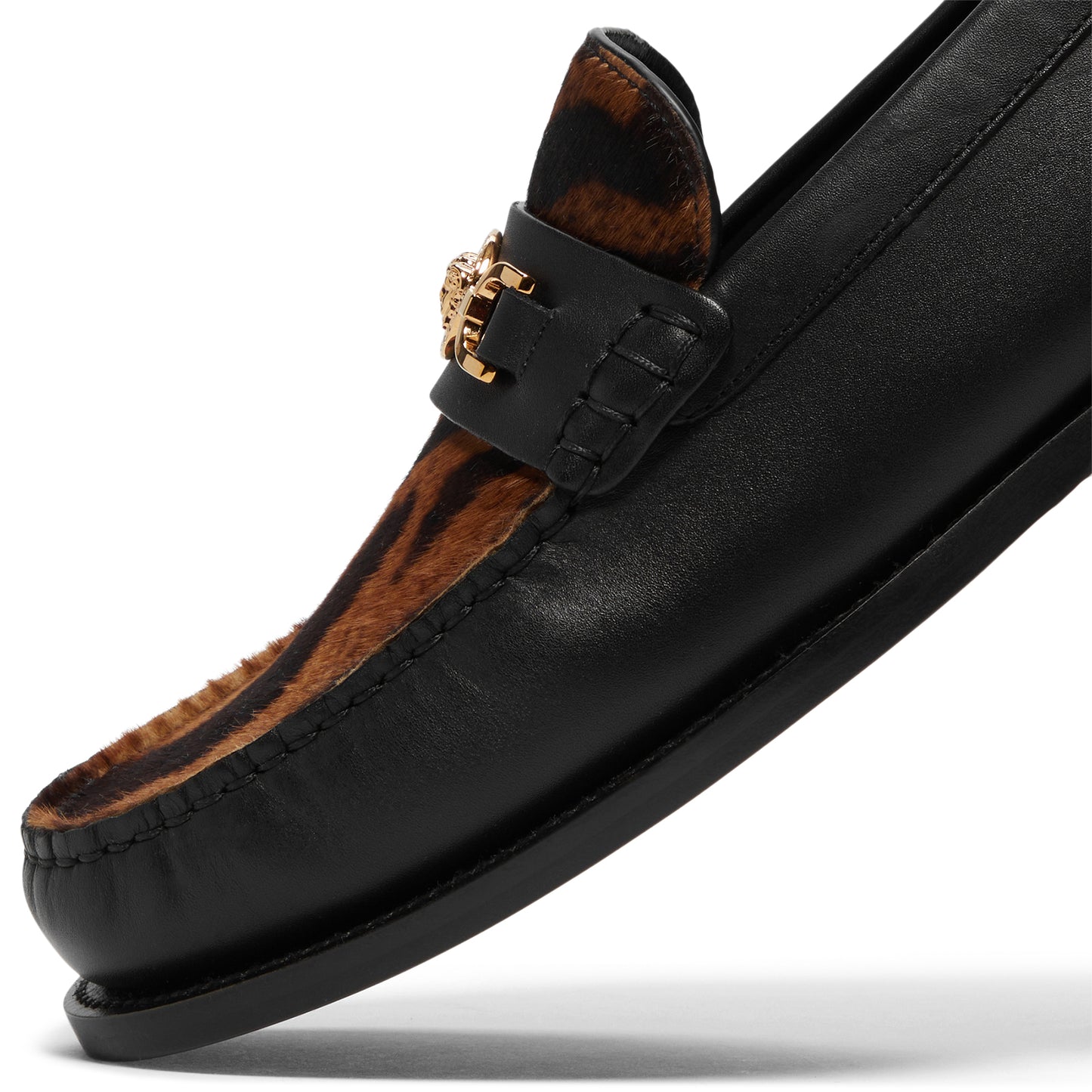 Versace Medusa '95 Leopard Print Loafers (Black/Brown/Versace Gold)