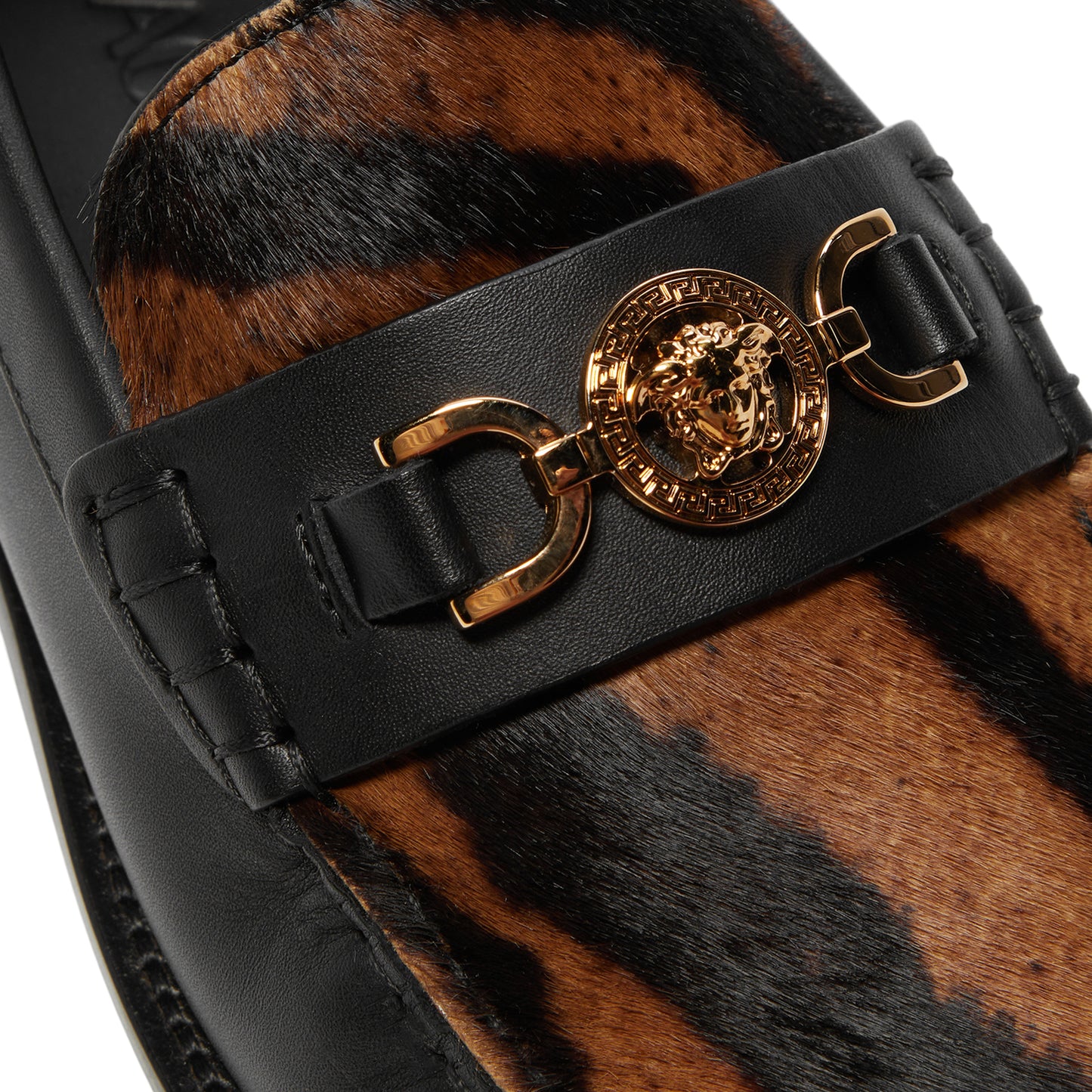 Versace Medusa '95 Leopard Print Loafers (Black/Brown/Versace Gold)
