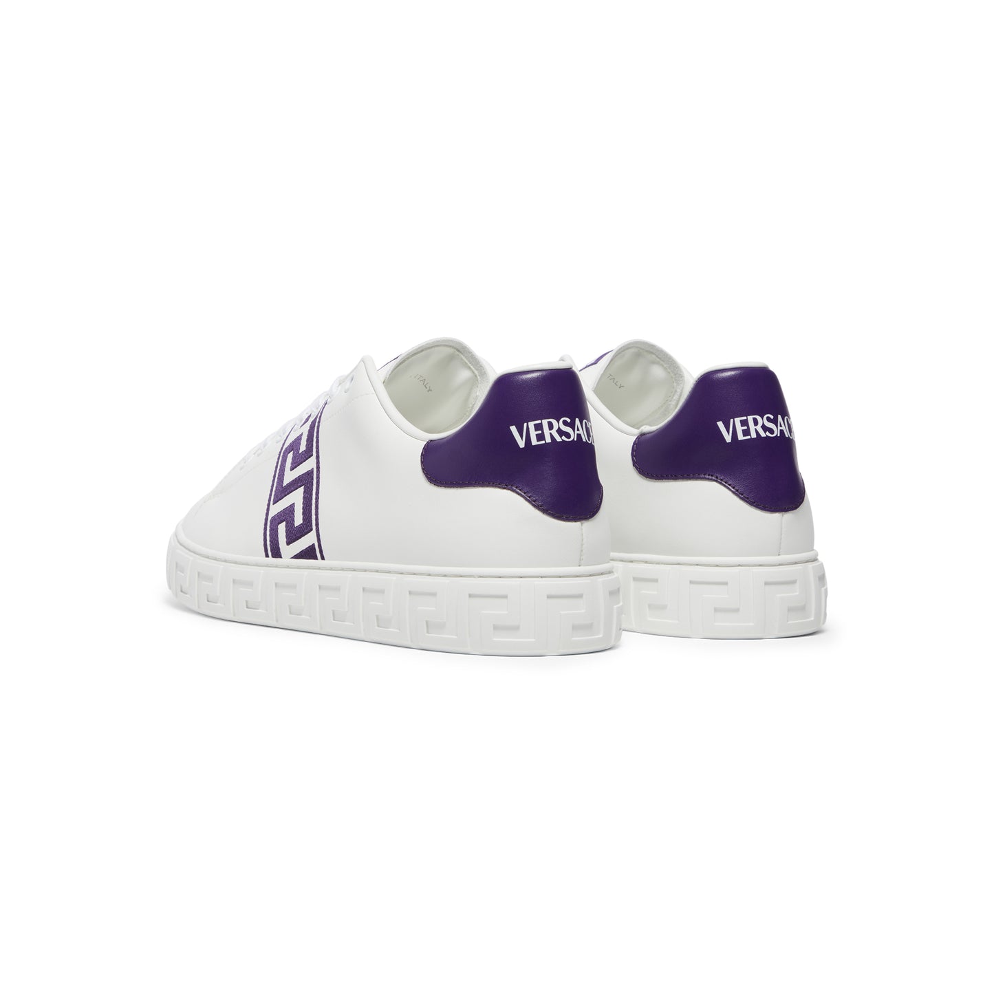 Versace Embroidered Greca Sneakers (White/Purple)