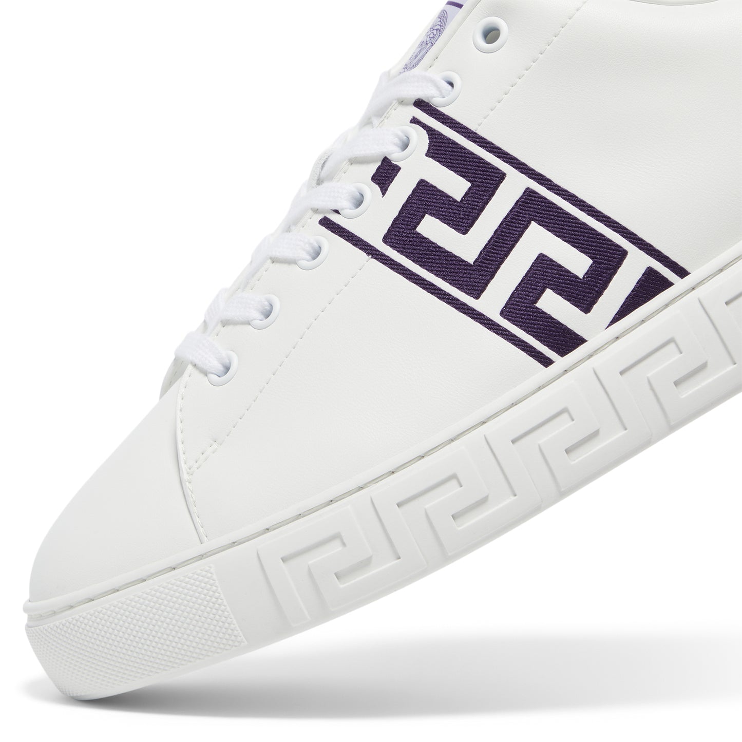Versace Embroidered Greca Sneakers (White/Purple)