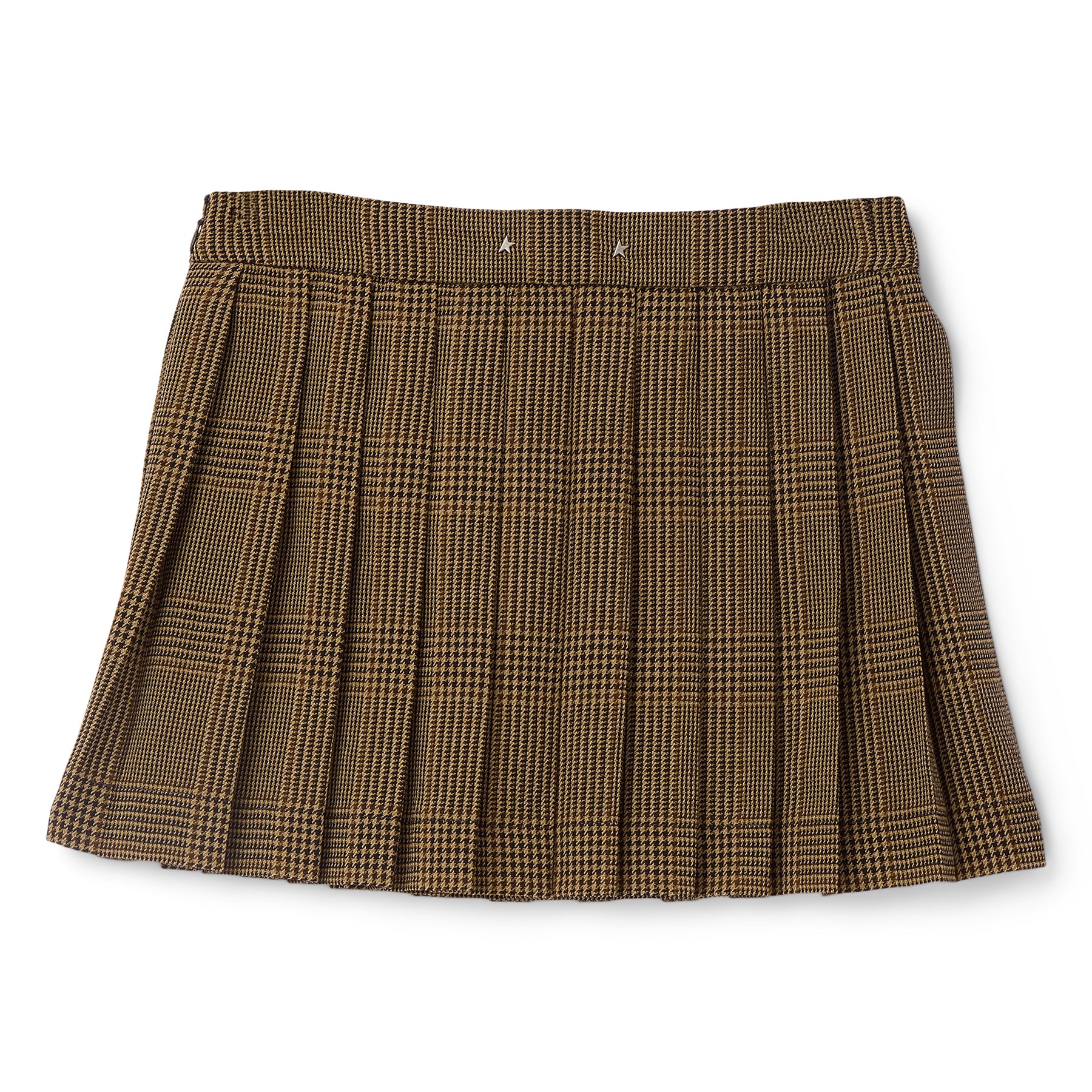 Golden Goose Wool Pleated Mini Skirt (Brown/Beige)