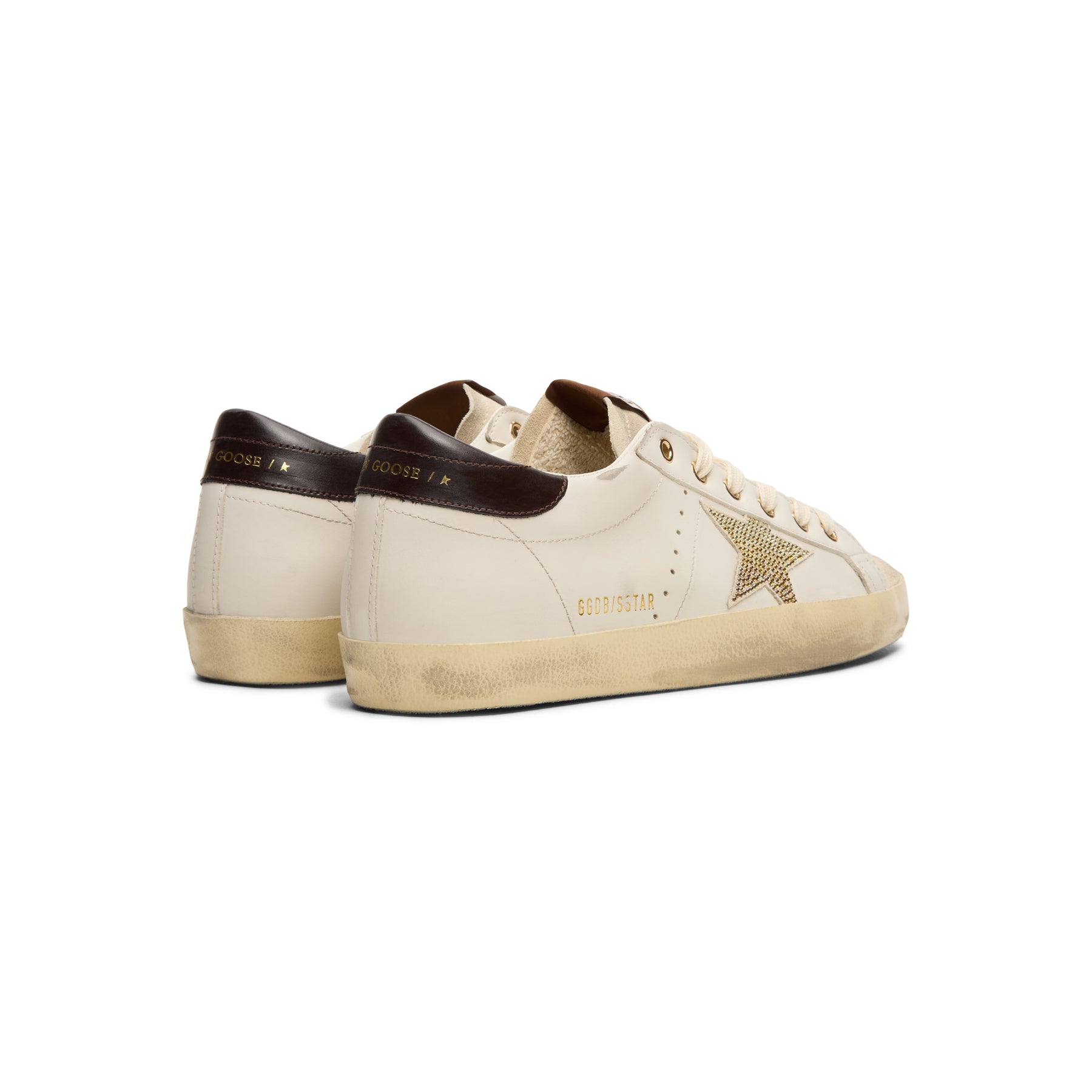 GOODENOUGH UK ドリズラー　ベージュ Golden Goose Super-Star Leather Upper Star And Heel (White/Coffee