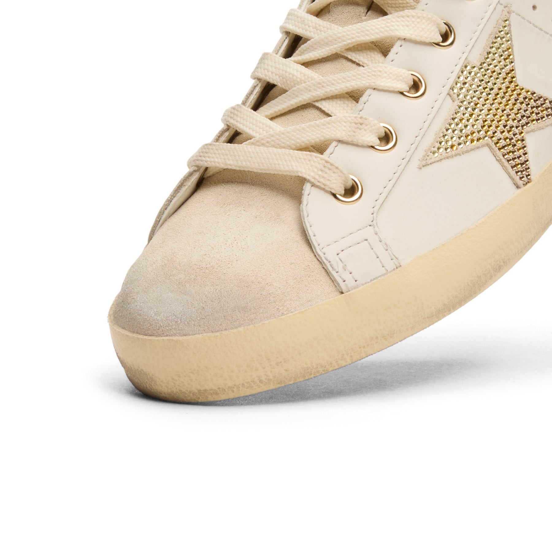 Golden Goose Super-Star Leather Upper Star And Heel (White/Coffee