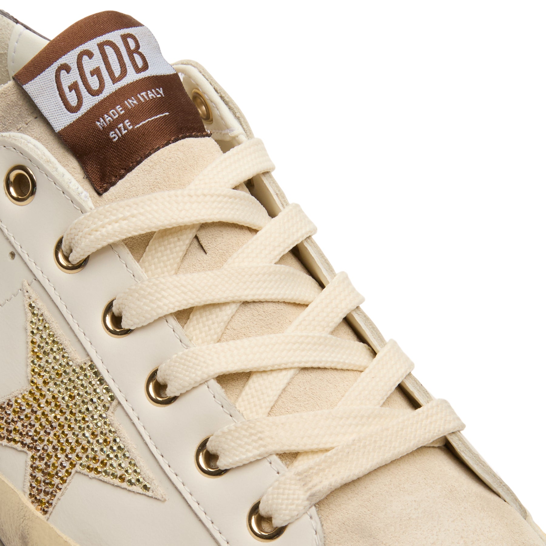 Golden Goose Super-Star Leather Upper Star And Heel (White/Coffee
