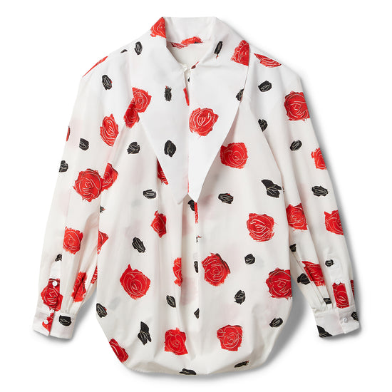 MARNI Iris Print Poplin Balloon Top (Lily White)