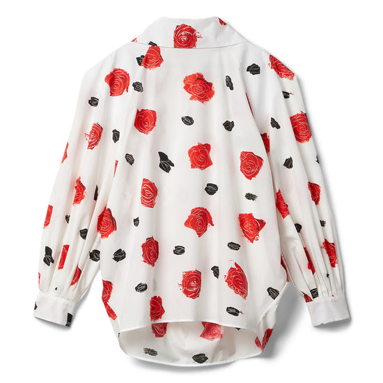 MARNI Iris Print Poplin Balloon Top (Lily White)