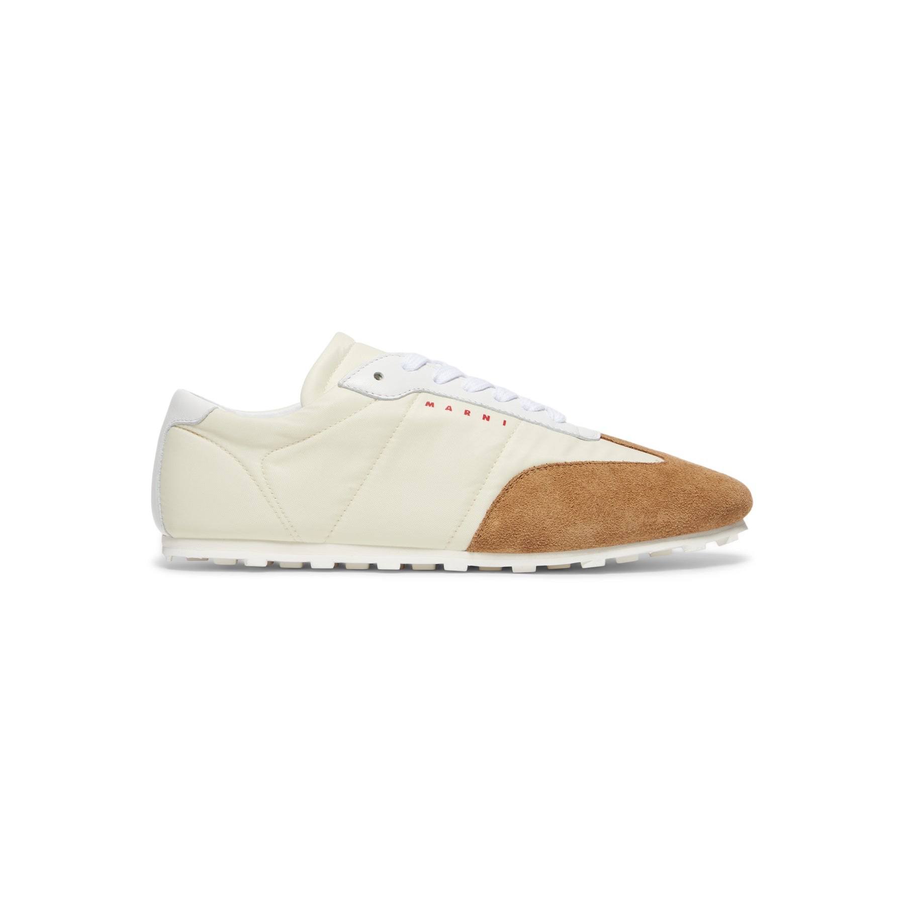 MARNI Womens Nylon Softy Soccer Sneaker (Off White/Desert