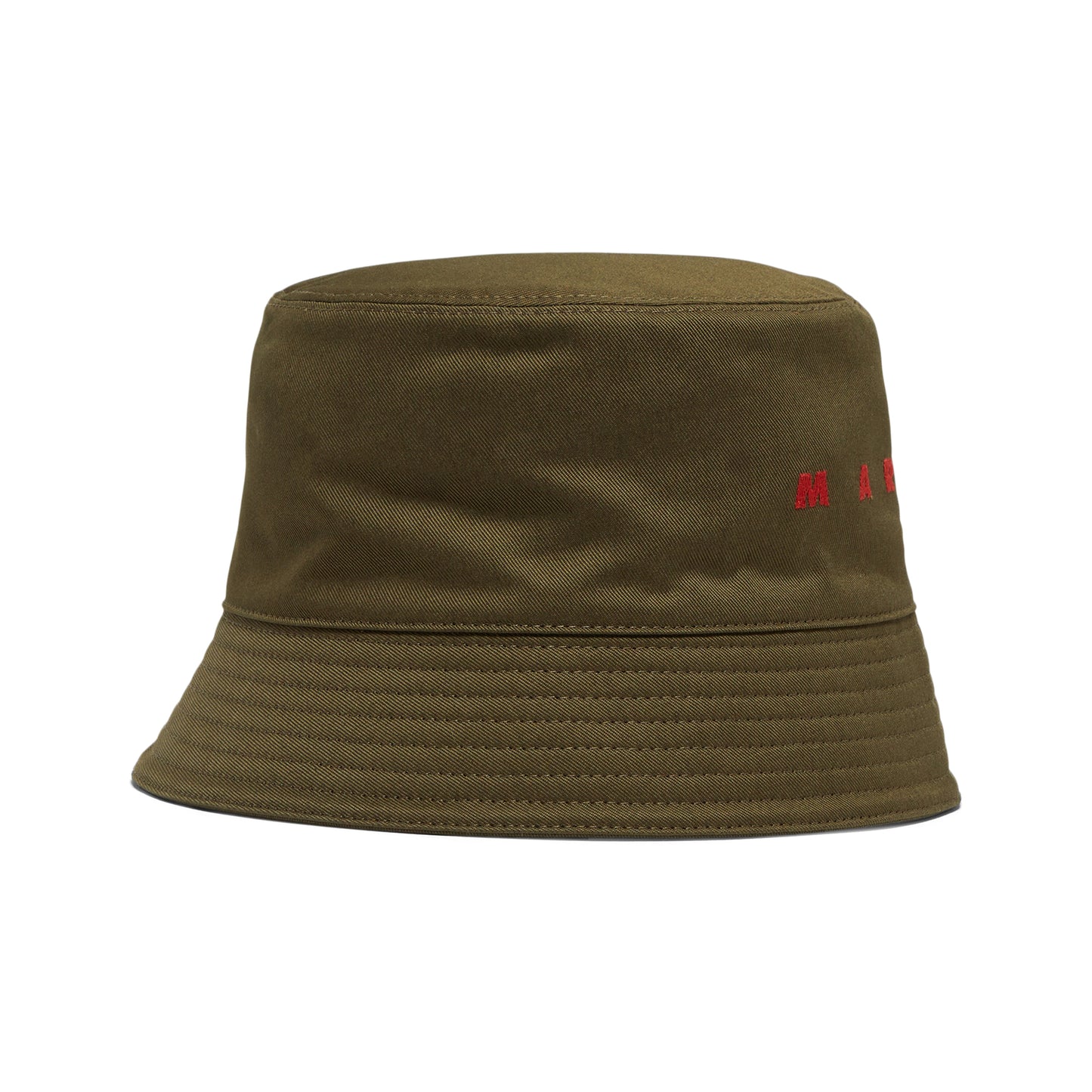 MARNI Embroidered Logo Organic Gabardine Bucket Hat (Deep Sage)
