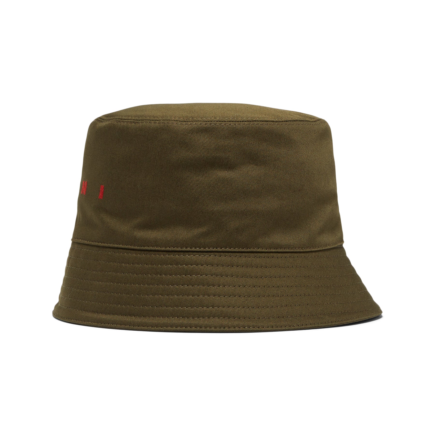 MARNI Embroidered Logo Organic Gabardine Bucket Hat (Deep