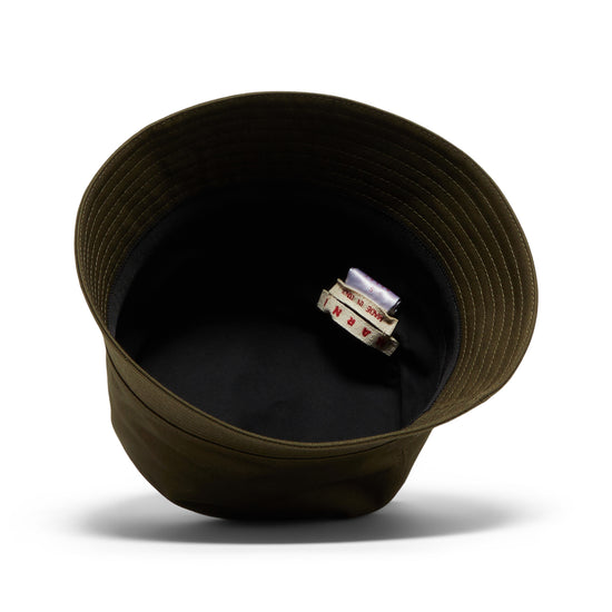 MARNI Embroidered Logo Organic Gabardine Bucket Hat (Deep Sage)