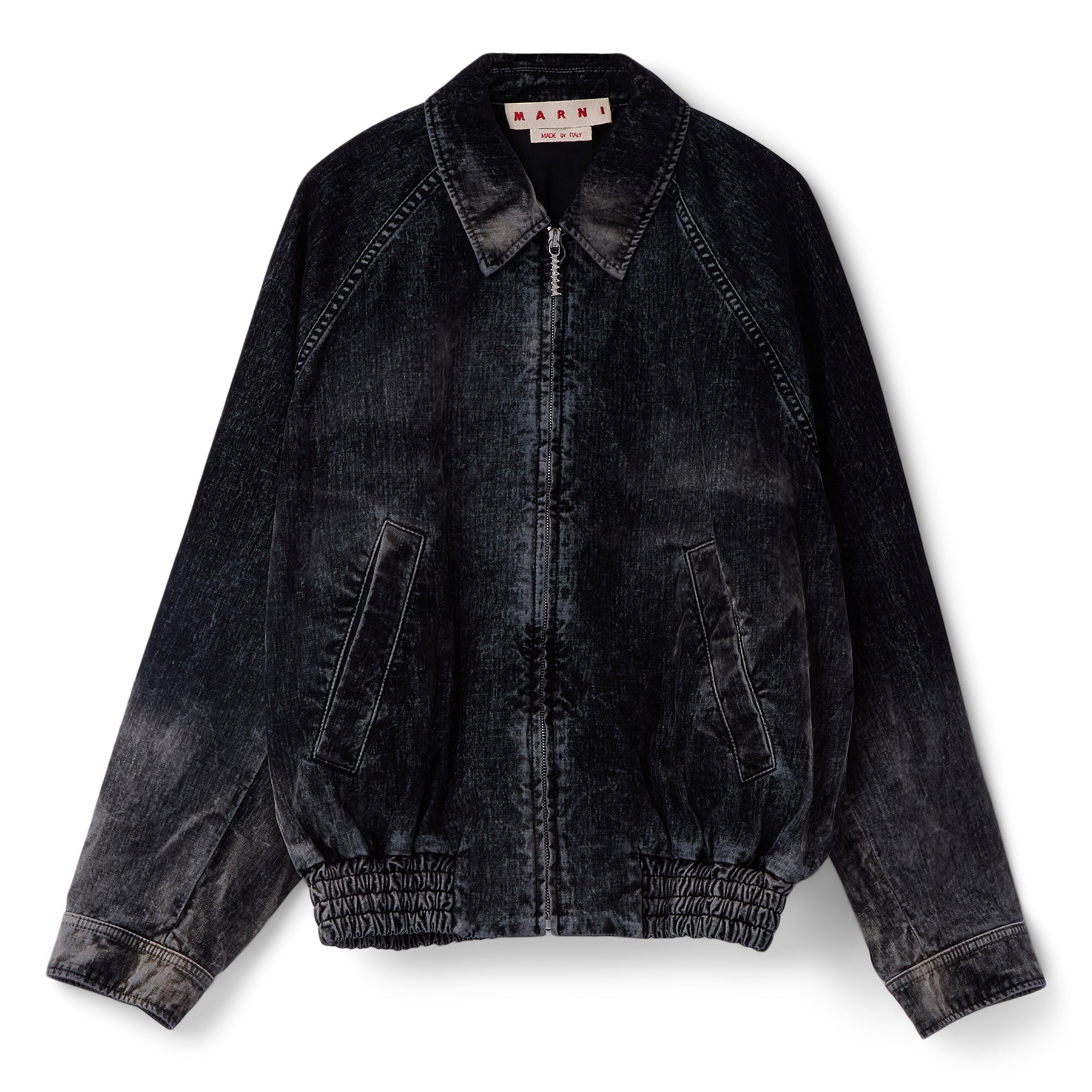 MARNI Flocked Denim Bomber Jacket (Black)