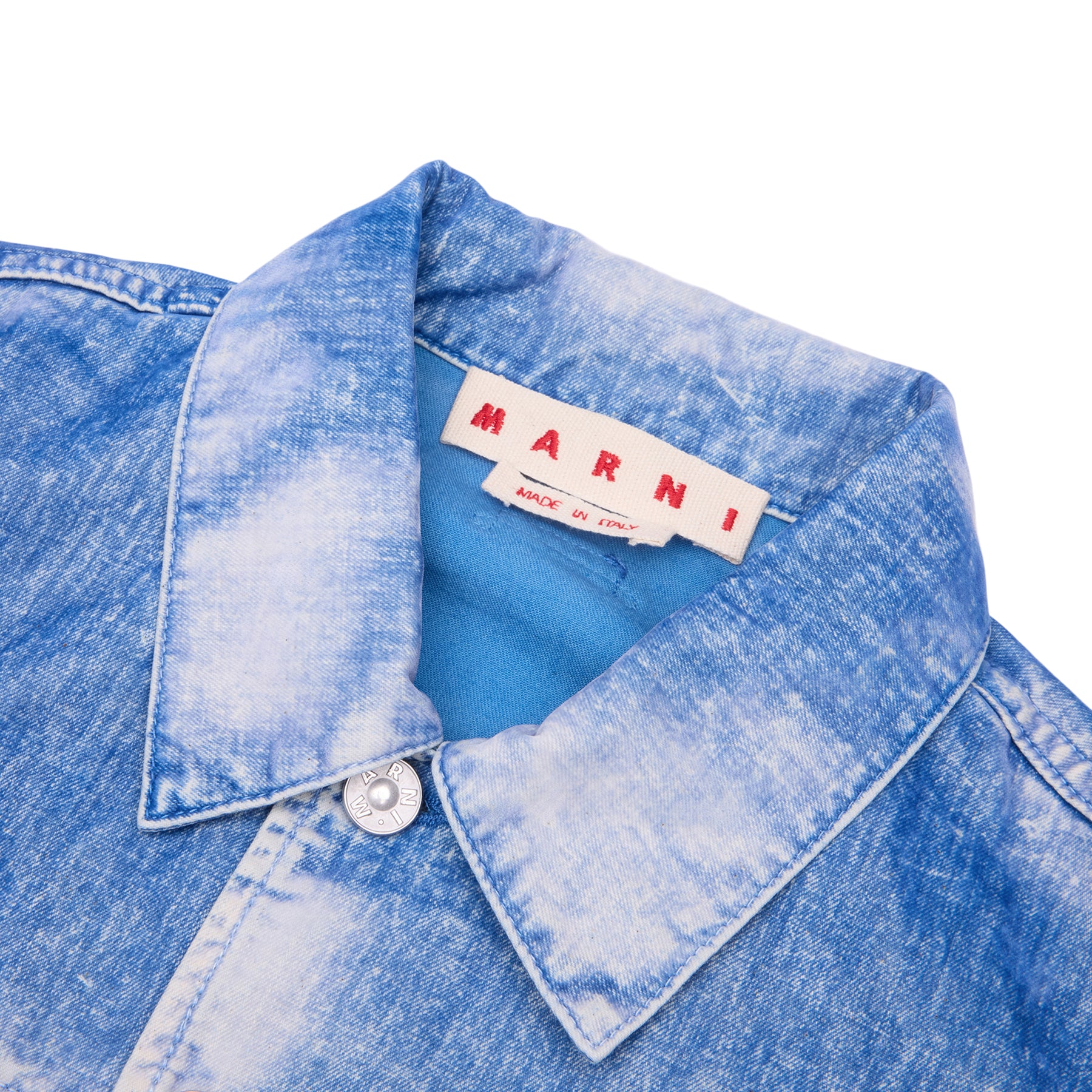 MARNI Flocked Denim Trucker Jacket (Iris blue)