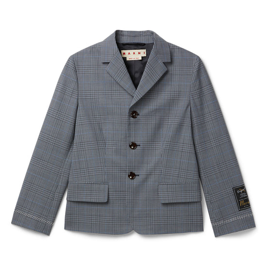 MARNI Prince of Wales Wool Check Cropped Jacket (Truffle)