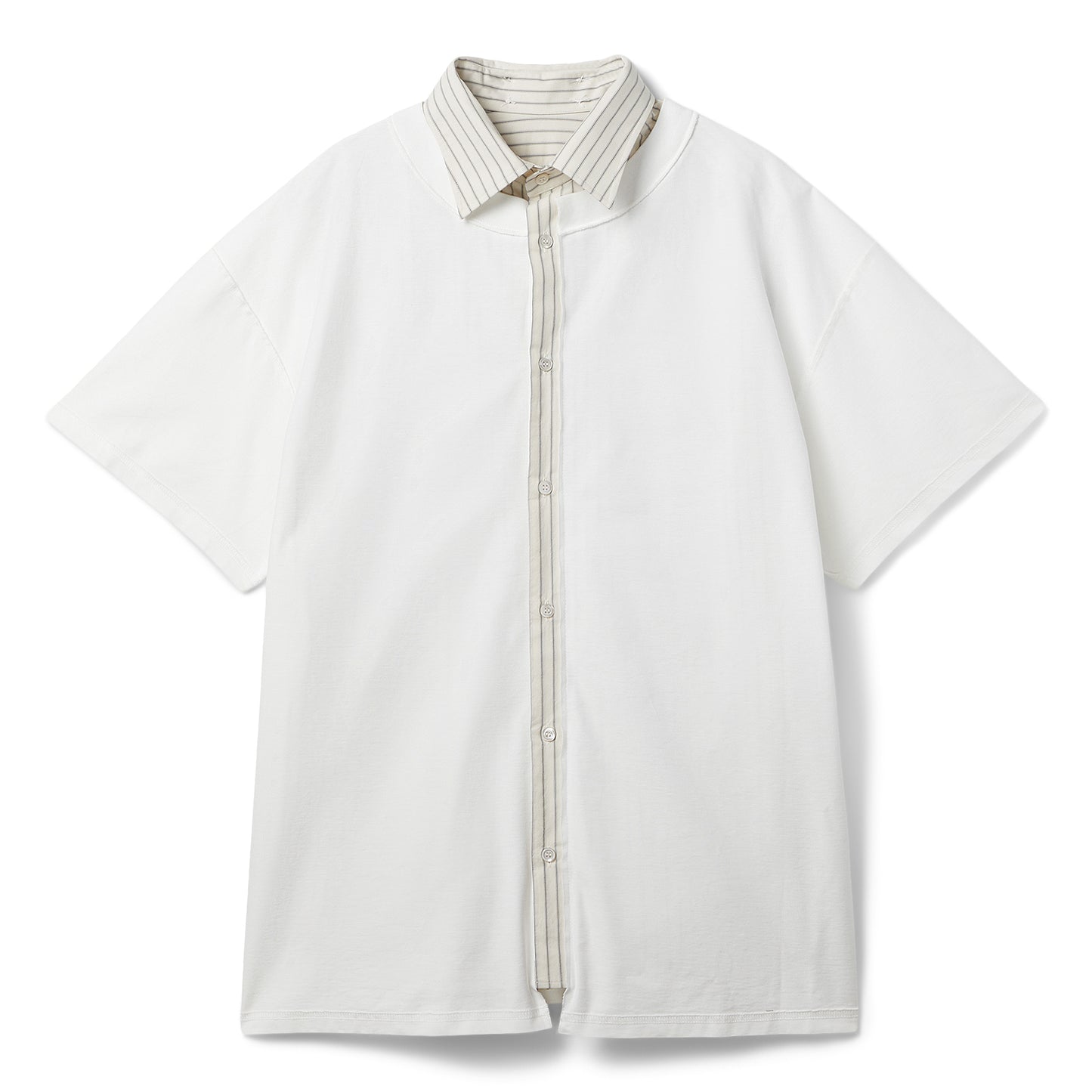 Maison Margiela Short Sleeved Layered Cotton Shirt (Off White)
