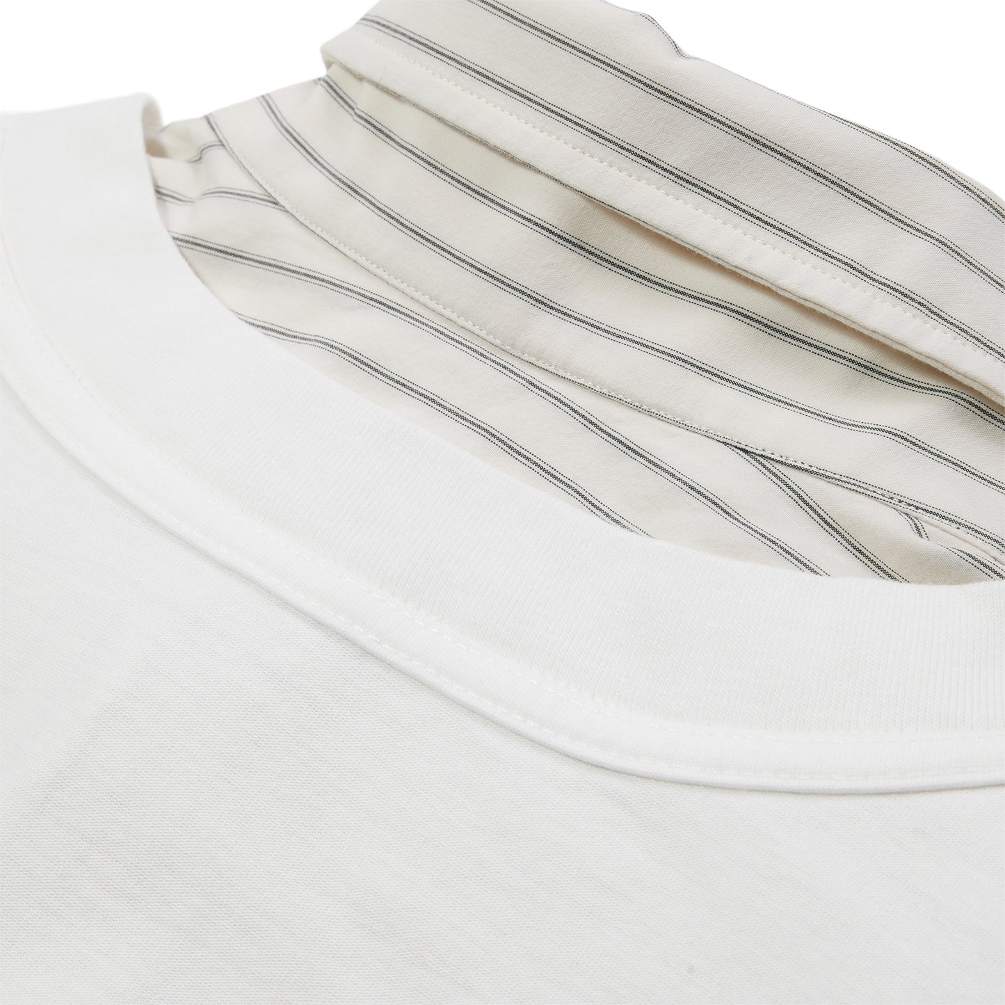 Maison Margiela Short Sleeved Layered Cotton Shirt (Off White)