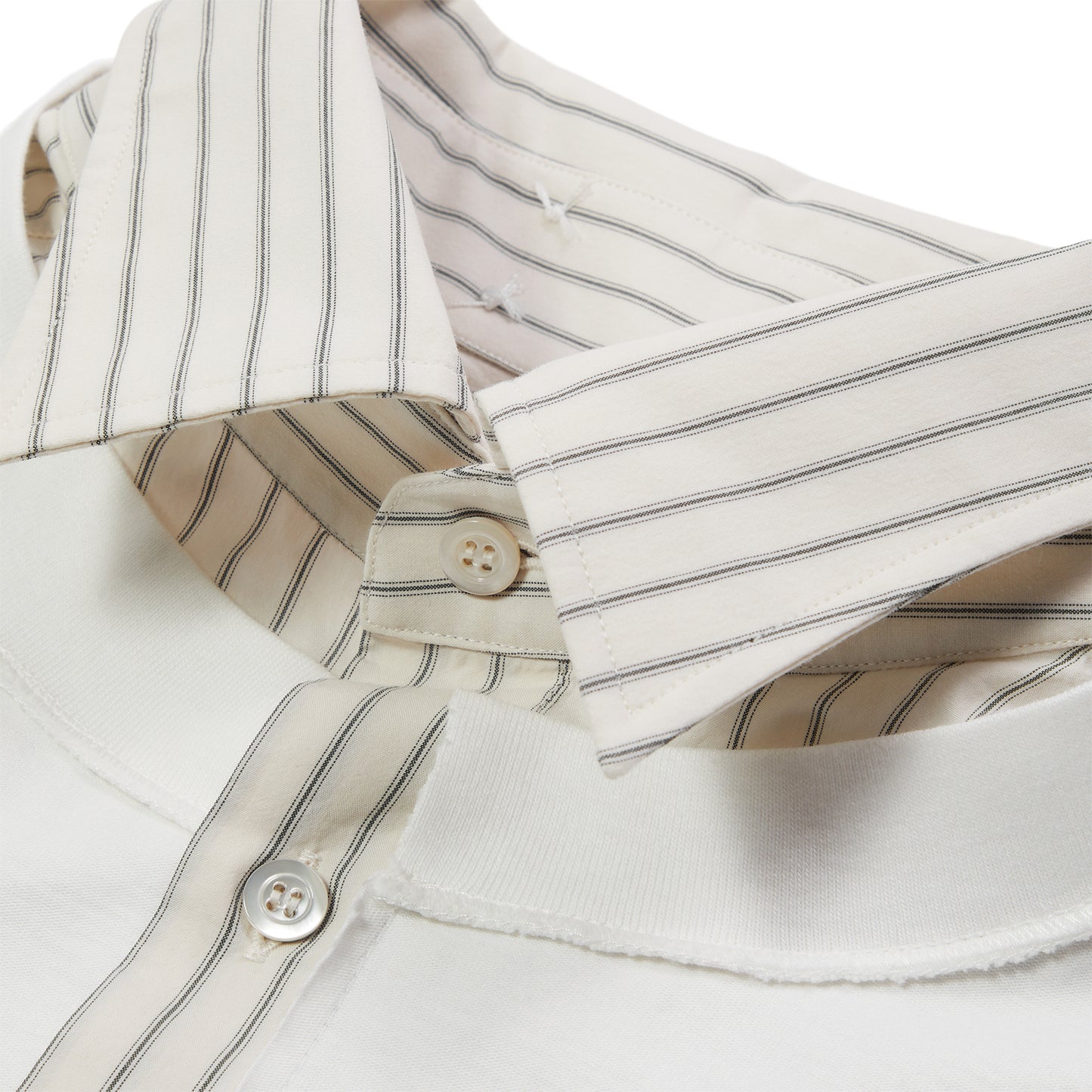 Maison Margiela Short Sleeved Layered Cotton Shirt (Off White)