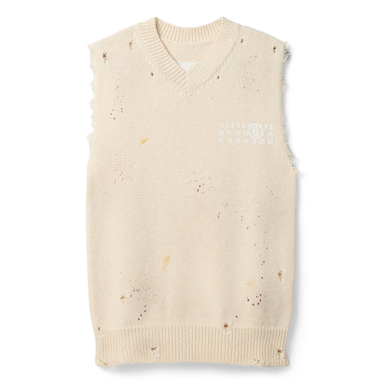 MM6 Maison Margiela Numeric Sweater Vest (Cream)