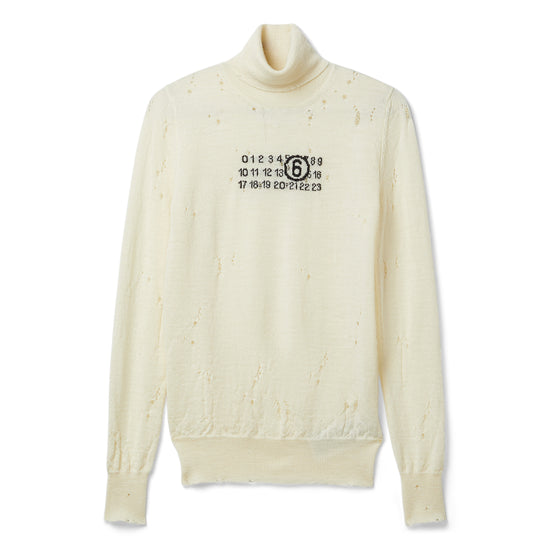 MM6 Maison Margiela Numeric Wool Turtleneck Sweater (Off white)
