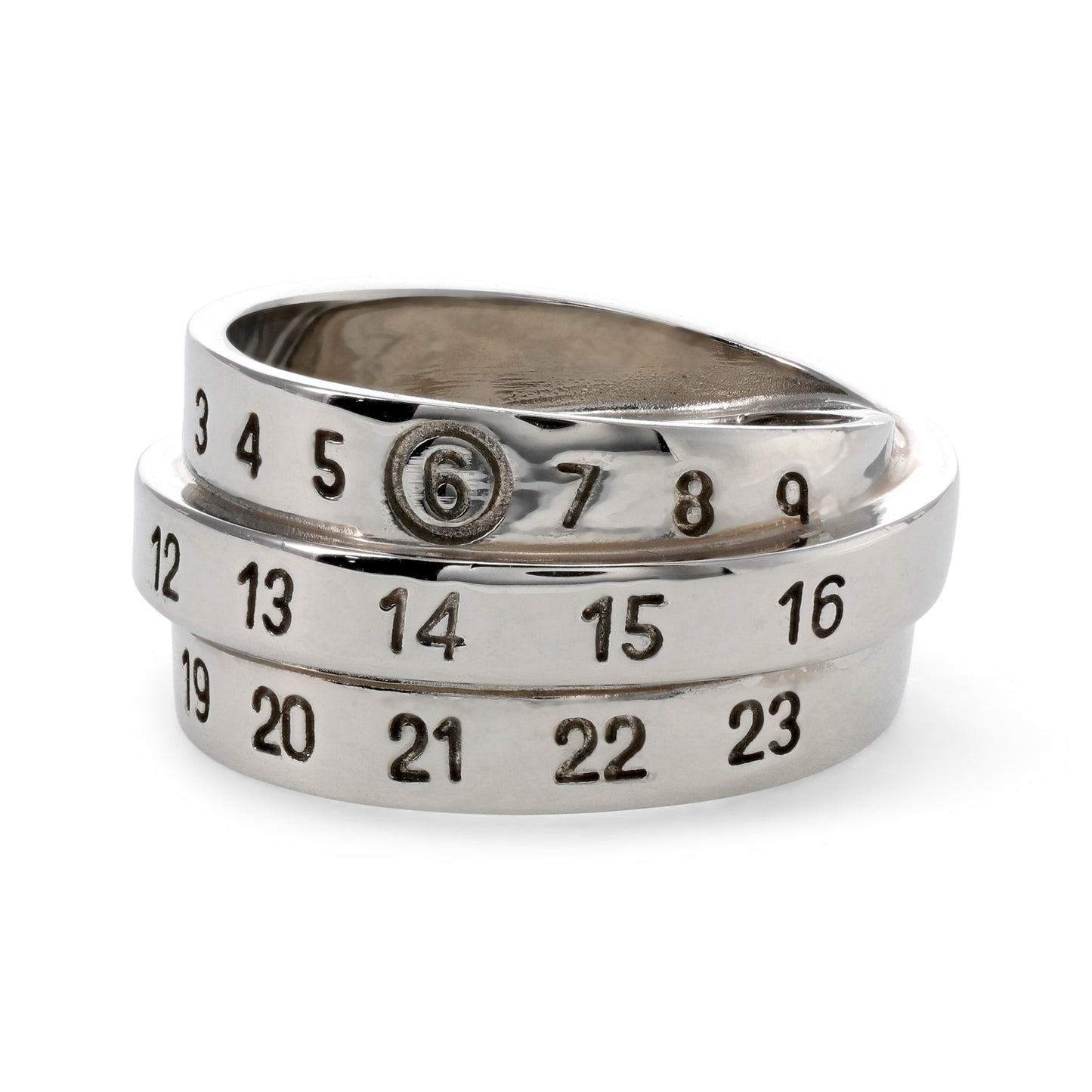 MM6 Maison Margiela Triple Logo Ring (Palladio Burattato)