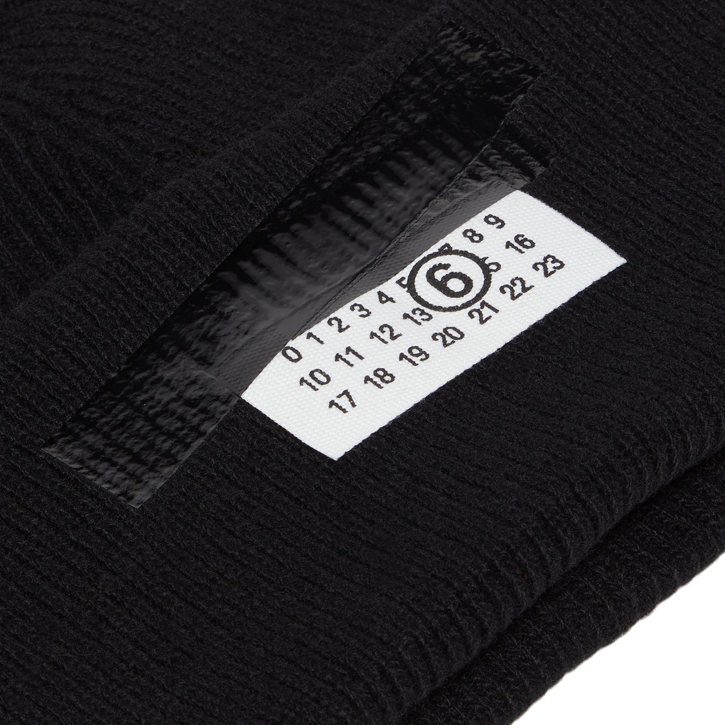 MM6 Maison Margiela Taped Label Wool Beanie (Black)