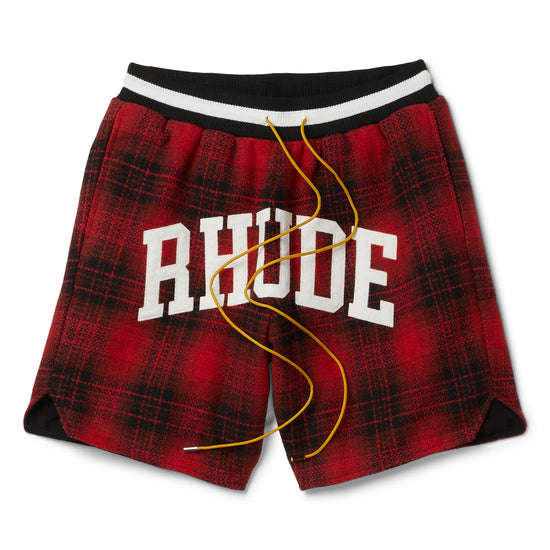 Rhude Flannel Rhude Collegiate Court Logo Short (Red/Black)