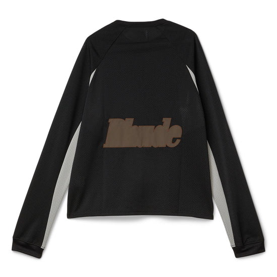 Rhude Mesh Moto Long Sleeve Shirt (Black/Grey)