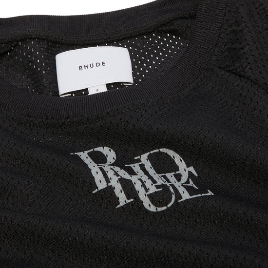 Rhude Mesh Moto Long Sleeve Shirt (Black/Grey)