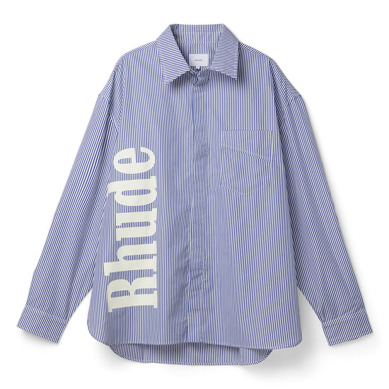 Rhude Side Logo Long Sleeve Shirt (Blue/White)