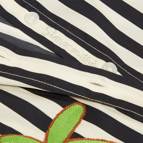 Simon Miller Loch Sleevless Poplin Button Up (Black/White Stripe)