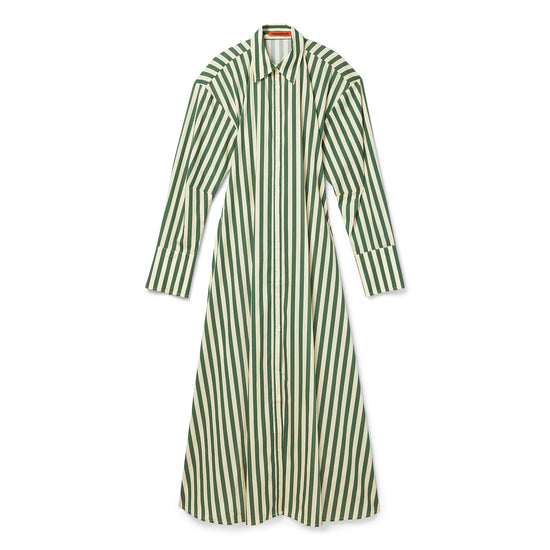 Simon Miller Loch Poplin Maxi Dress (Gummy Green/Ecru)
