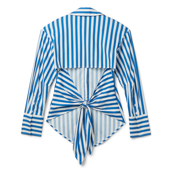 Simon Miller Loch Striped Poplin Button Up (Blue Stripe)