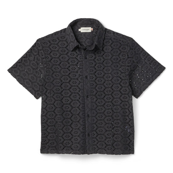 Honor The Gift Crochet Button Up Shirt (Black)