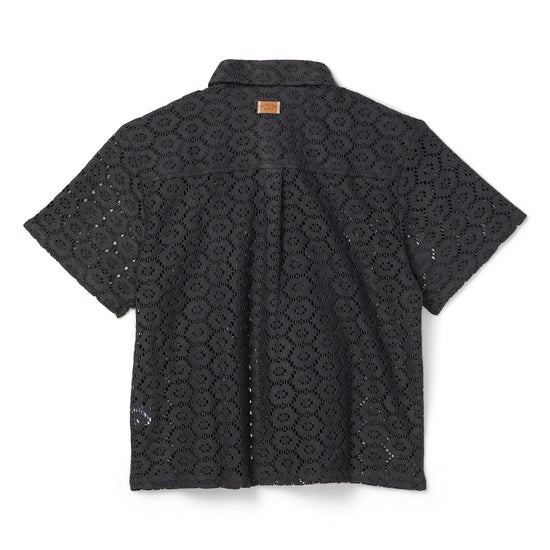 Honor The Gift Crochet Button Up Shirt (Black)